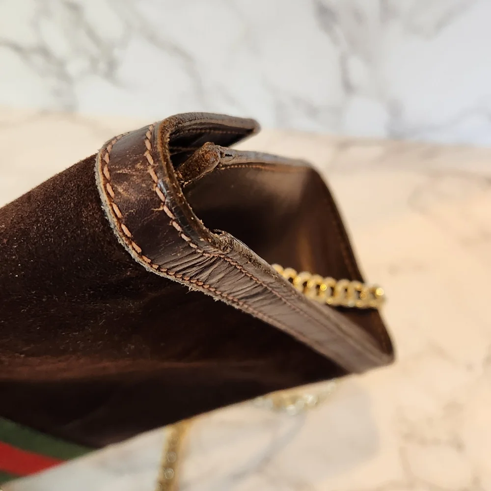 Vintage GUCCI Sherry Line Brown Suede Clutch - Picture 5 of 11